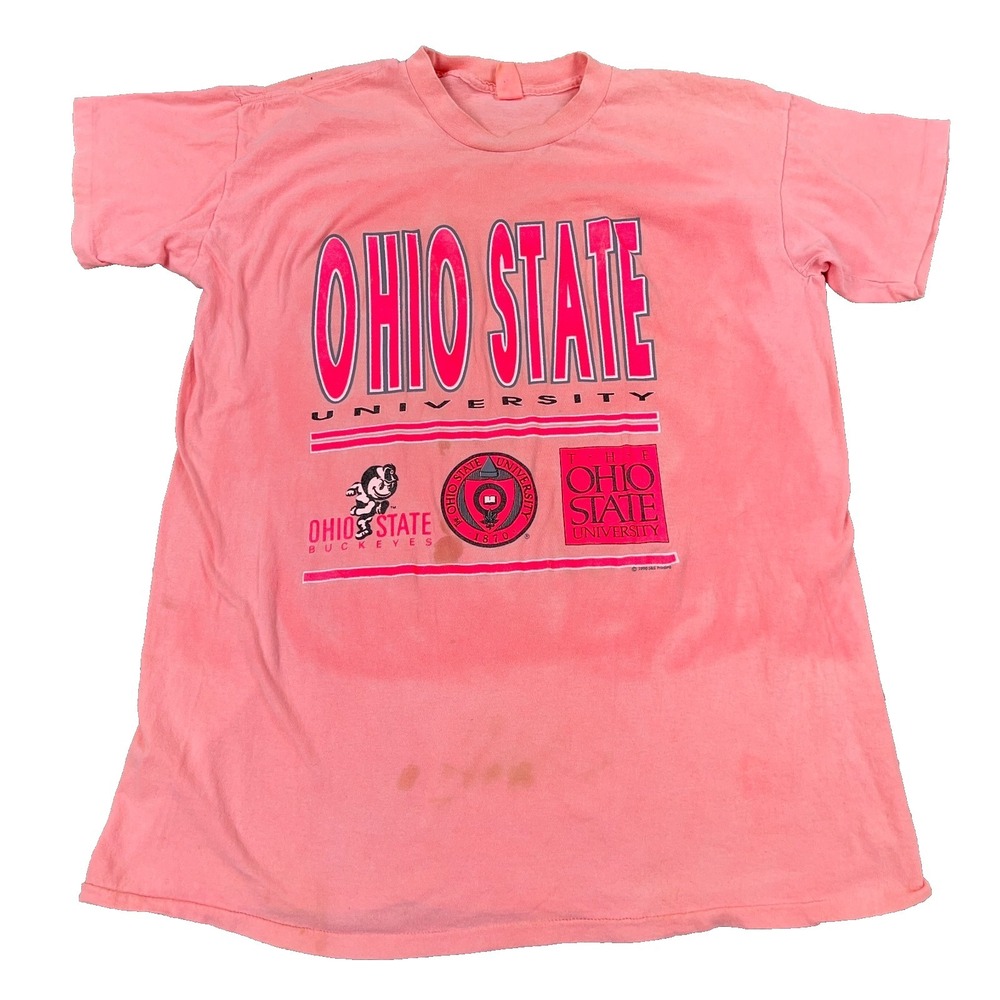 Vintage Ohio State Buckeyes Shirt Adult XL Pink 90s Single Stitch Faded Grunge